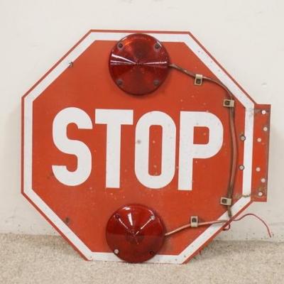 1107	TWO SIDED STOP SIGN W/ RED LIGHTS ONE SIDE HAS SOME RUST. 18 IN  	50	100	20	PLEASE PAY ATTENTION FOR DAILY ADDITIONS TO THIS SALE....
