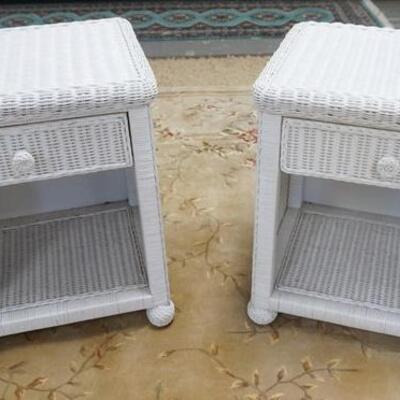 1142	PAIR OF WICKER 1 DRAWER NIGHT STAND, 20 1/2 IN X 17 1/2 IN X 23 1/2 IN HIGH	50	100	25	PLEASE PAY ATTENTION FOR DAILY ADDITIONS TO...