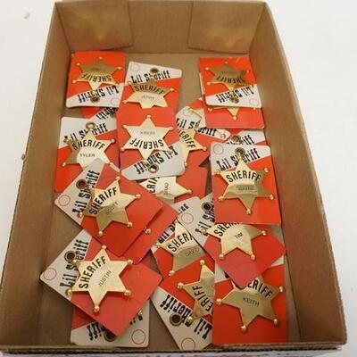 1191	GROUP OF CHILDS SHERIFF BADGES, WITH NAMES STAMPED	25	50	10	PLEASE PAY ATTENTION FOR DAILY ADDITIONS TO THIS SALE. PARTIAL UPLOADS...