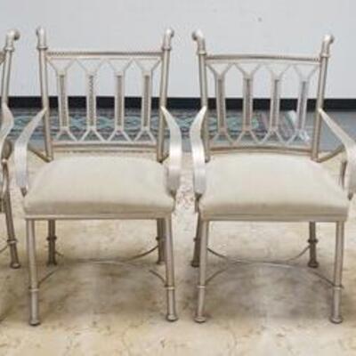 1141	GROUP OF 6 UPHOLSTERED METAL ARM CHAIRS, MARKED COLLEZIONE EUROPA, SOME STAINING	200	400	100	PLEASE PAY ATTENTION FOR DAILY...