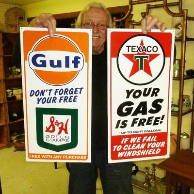 PAIR metal signs 24" tall