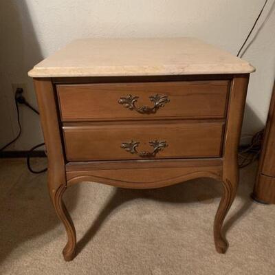 Marble Top Wood End Table. Measures 20 x 24 x 23