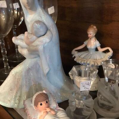 Porcelain Angel, Crystal Candle Sticks