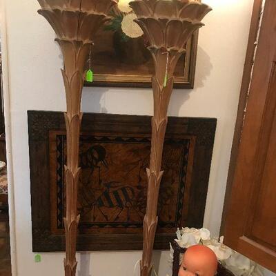 Hand Carved Torchiere Floor Lamps