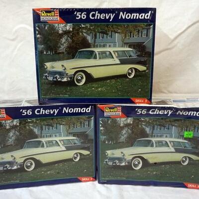 1001	LOT OF 3 MODEL KITS, REVELL MONOGRAM, SEALED. 56 CHEVY NOMAD	50	100	10	PLEASE PAY ATTENTION FOR DAILY ADDITIONS TO THIS SALE....