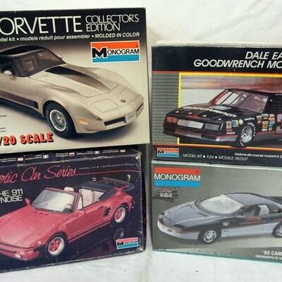 1078	LOT OF 4 MONOGRAM MODEL CAR KITS, 2 SEALED. KITS ARE POSSIBLY COMPLETE, NOT GUARANTEED	50	100	10	PLEASE PAY ATTENTION FOR DAILY...