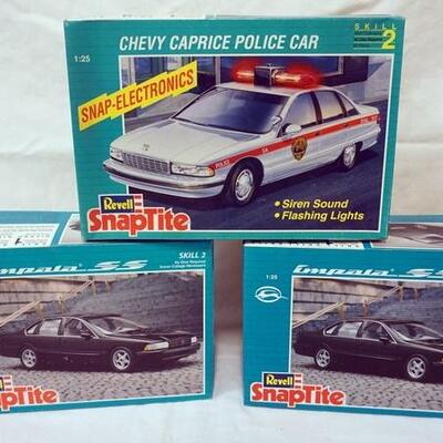 1015	LOT OF 3 REVELL SNAPTITE MODEL CAR KITS, KITS ARE POSSIBLY COMPLETE, NOT GUARENTEED	50	100	10	PLEASE PAY ATTENTION FOR DAILY...