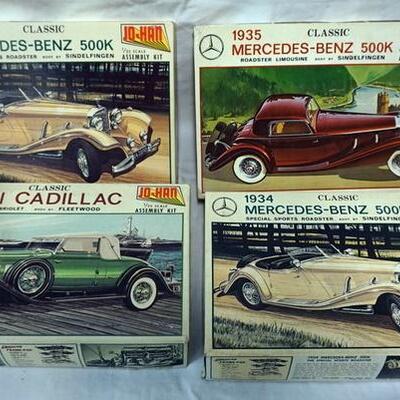 1023	LOT OF 4 JO HAN MODEL CAR KITS, MERCEDES, CADILLAC, KITS ARE POSSIBLY COMPLETE, NOT GUARENTEED	50	100	10	PLEASE PAY ATTENTION FOR...