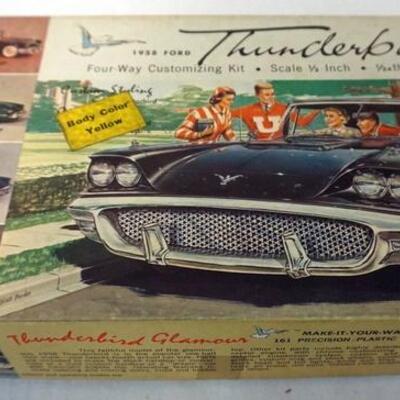 1025	MONOGRAM 1958 FORD THUNDERBIRD ORIGINAL MODEL CAR KIT, KITS ARE POSSIBLY COMPLETE, NOT GUARENTEED	50	100	25	PLEASE PAY ATTENTION FOR...