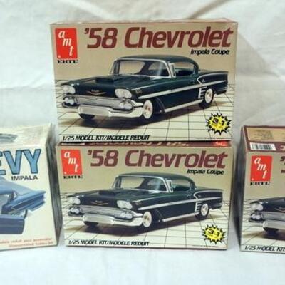 1005	LOT OF 4 AMT CHEVERLOT MODEL CAR KITS, KITS ARE POSSIBLY COMPLETE, NOT GUARENTEED	50	100	10	PLEASE PAY ATTENTION FOR DAILY ADDITIONS...