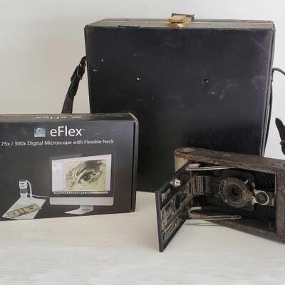 #8192 â€¢ Vintage Kodak Camera, eFlex Digital Microscope, and More!