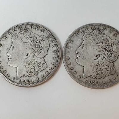 #2586 â€¢ 2 1921 Morgan Silver Dollars