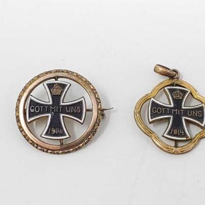 #1534 â€¢ German 1914 Iron Cross "Gott Mit Uns" Pin and Pendant