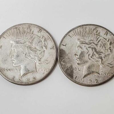 #2630 â€¢ 2 1922 Silver Peace Dollars