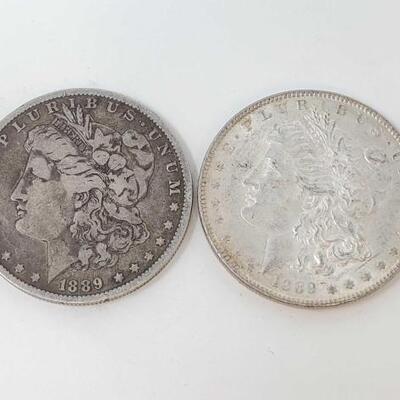 #2556 â€¢ 2 1889 Morgan Silver Dollars

