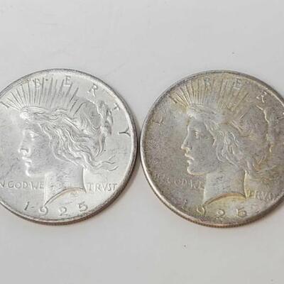 #2624 â€¢ 2 1925 Silver Peace Dollars