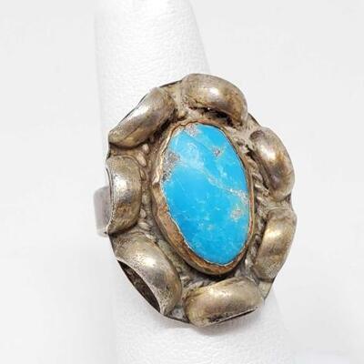 #2080 â€¢ Turquoise Sterling Silver Ring- 8.8g