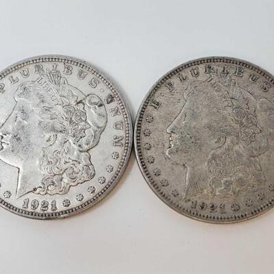 #2574 â€¢ 2 1921 Morgan Silver Dollars