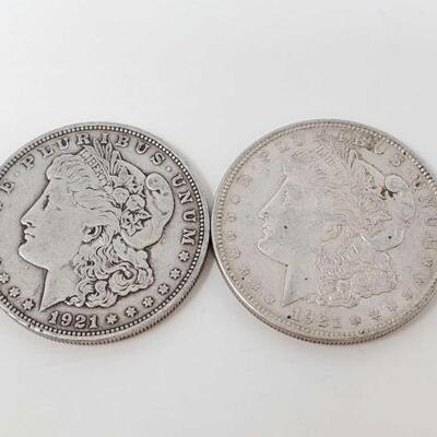 #2578 â€¢ 2 1921 Morgan Silver Dollars