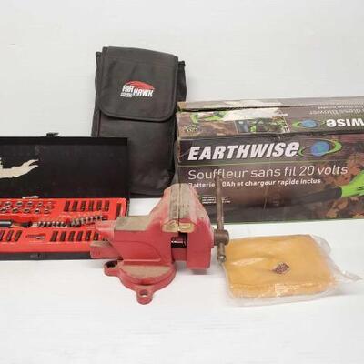 #8186 â€¢ Cordless Blower, Air Hawk Pro, Bench Vise, Tool Set, and More!