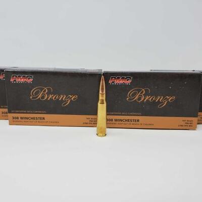 #1314 â€¢ 120 Rounds Of PMC 308 Winchester- 147 Gr.