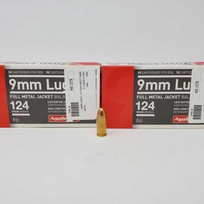 #1250 â€¢ 100 Rounds Of 9mm Luger- 124 GR

