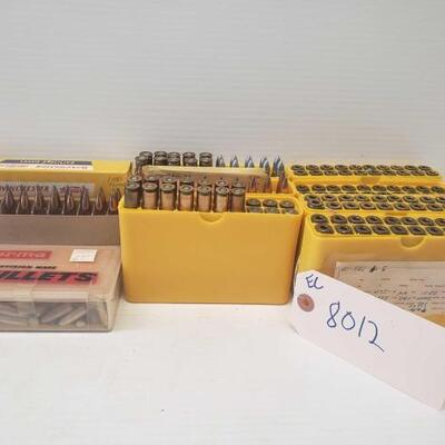 #8012 â€¢ Approx: 74 Rounds Of 8MM Mauser, 80 8MM Mauser Casings No Primer, And 100 Bullets