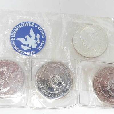 #2692 â€¢ 3 Liberty Centennial Coins And 1971 Eisenhower Silver Dollar