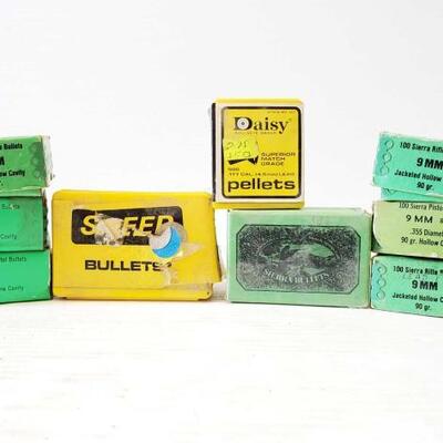 #8070 â€¢ Approx 225 Rounds Of 9mm Bullets, Approx 95 9mm Lead I, Approx 500 .177 CAL Pellets, Approx Rounâ€¦