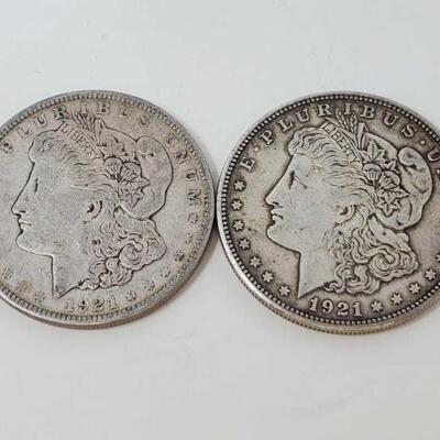 #2588 â€¢ 2 1921 Morgan Silver Dollars