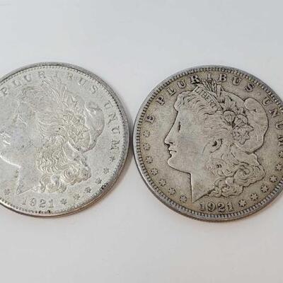 #2584 â€¢ 2 1921 Morgan Silver Dollars