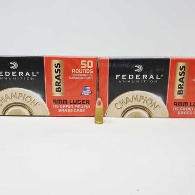 1258:  â€¢ 100 Rounds Of Federal Ammunition 9mm Luger- 115 Gr FMJ RN
LIVE IN 5d 19h 47min
