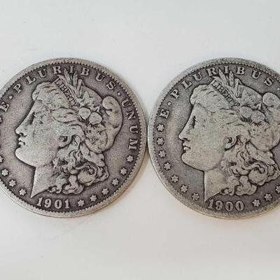 #2568 â€¢ 1900 and 1901 Morgan Silver Dollars