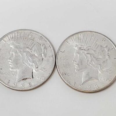 #2612 â€¢ 2 1923 Silver Peace Dollars