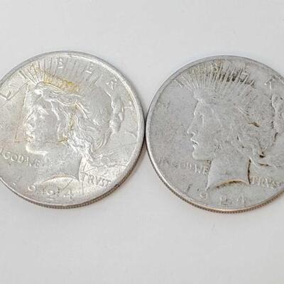 #2618 â€¢ 2 1924 Silver Peace Dollars