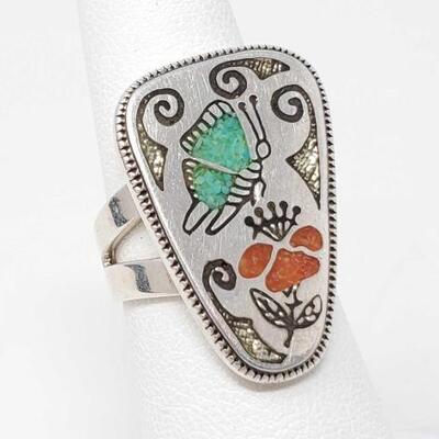 #2078 â€¢ Sterling Silver Ring With Butterfly Design-8.4g