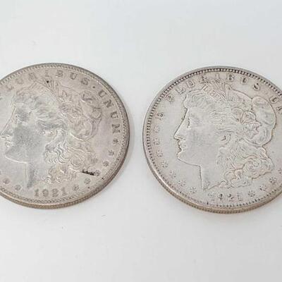#2596 â€¢ 2 1921 Morgan Silver Dollars