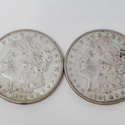 #2594 â€¢ 2 1921 Morgan Silver Dollars