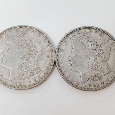 #2576 â€¢ 2 1921 Morgan Silver Dollars