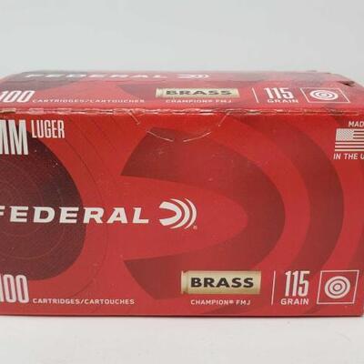 #1266 â€¢ Factory Sealed 100 Rounds Of Federal 9MM Luger- 115 GR