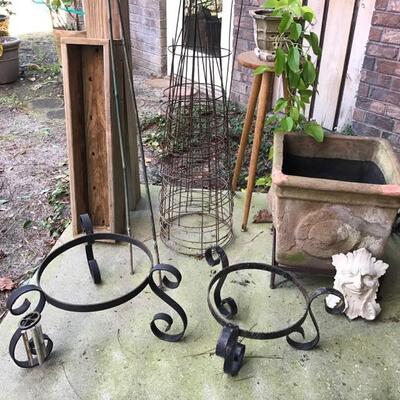large square pot $36
large wrought iron stand $15 SOLD
small wrought iron stand $10 SOLD