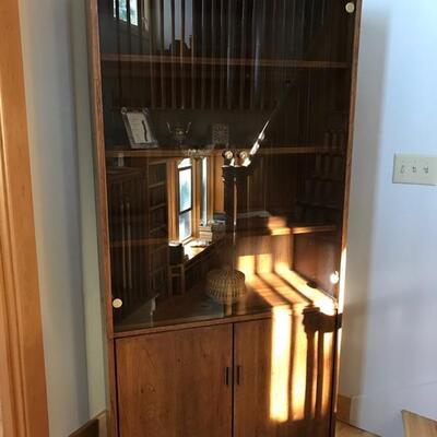 Mid-century glass cabinet with brass fittings $275
36 X 16 X 77