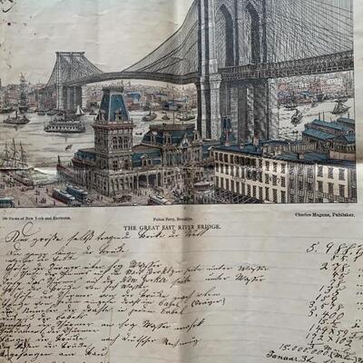 Brooklynn Bridge Lithograph
Estimate  1880s Letter sheet