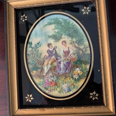 Pair of framed  lovers - about 3 