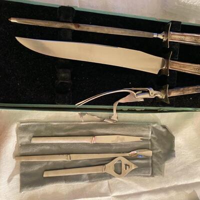 Plated carving set and Danish bar Tools