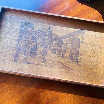 Etched modern wooden tray