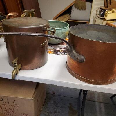 sample of many copper pots and items