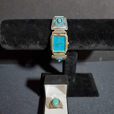 https://ctbids.com/#!/description/share/721055 Beautiful turquoise and sterling silver Arenix watch. Speidel band is stainless steel, the...