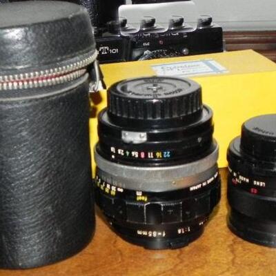2 Camera Lenses: 1970's Nippon Kogaku Japan Nikkor-H Auto 1:1.8 f=85mm Lens with Leather Pouch Case & Mamiya/Sekor Auto 1:1.8...
