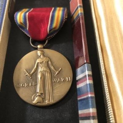 World War II Victory Medal with Gruen Case and Pin